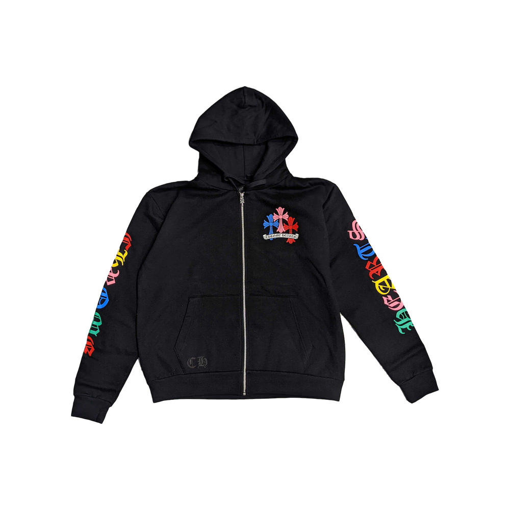 Chrome Hearts Multi Color Cross Cemetery Zip Up Hoodie BlackChrome