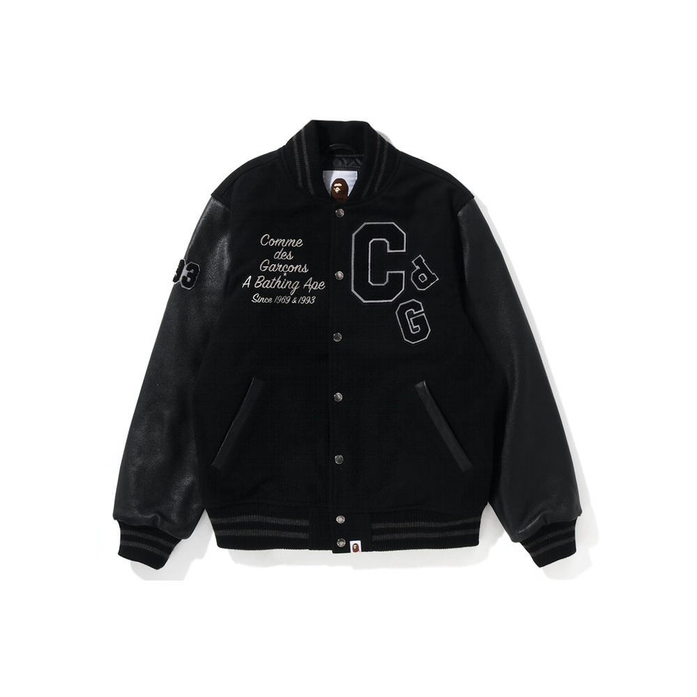 BAPE x Comme des Garcons Osaka Exclusive Varsity Jacket BlackBAPE