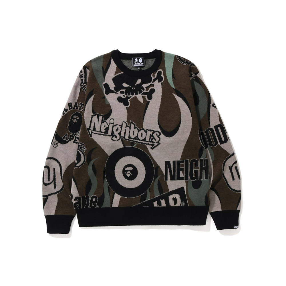 BAPE x Neighborhood Relaxed Fit Knit Sweater GreenBAPE x