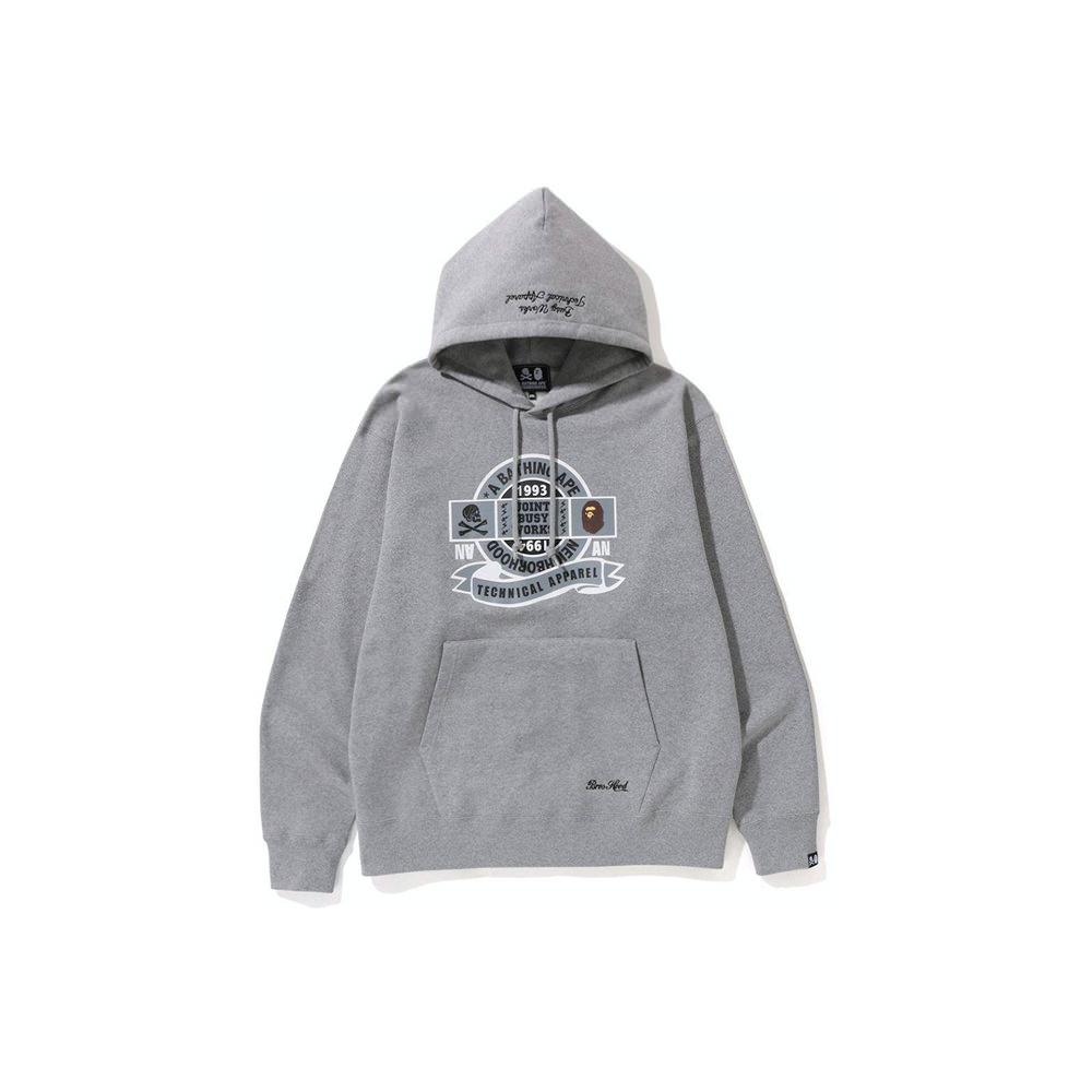 BAPE x Neighborhood Relaxed Fit Pullover Hoodie GreyBAPE x