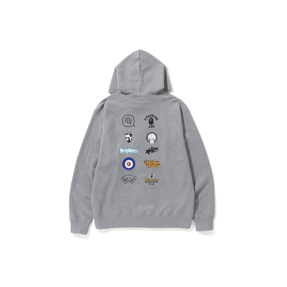 BAPE x Neighborhood Relaxed Fit Pullover Hoodie GreyBAPE x