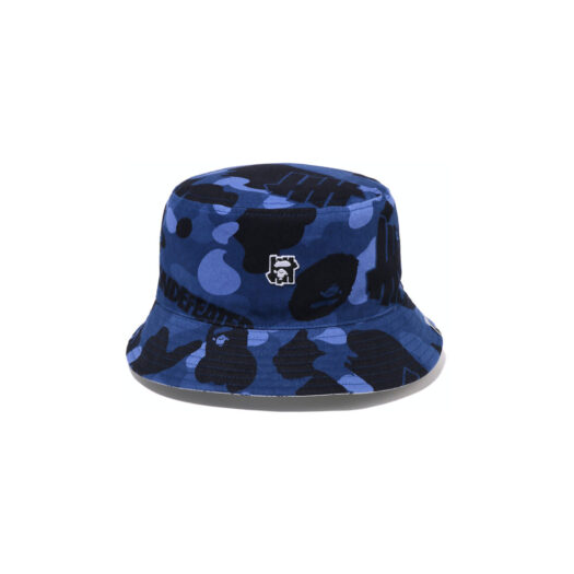 BAPE x Undefeated Color Camo Flannel Bucket Hat Navy