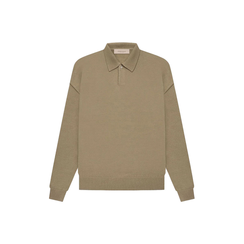 Fear of God Essentials Knit LS Polo OakFear of God Essentials Knit LS ...