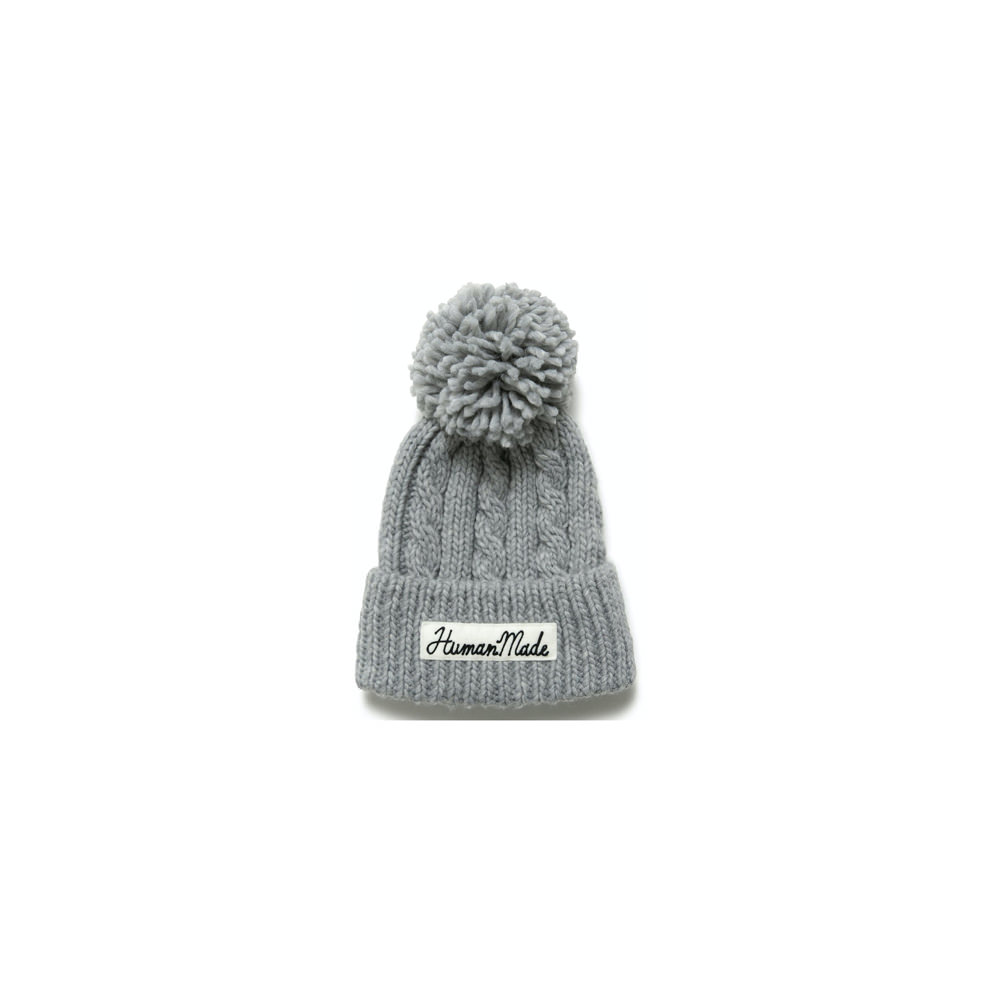 Human Made Cable Pop Beanie Grey