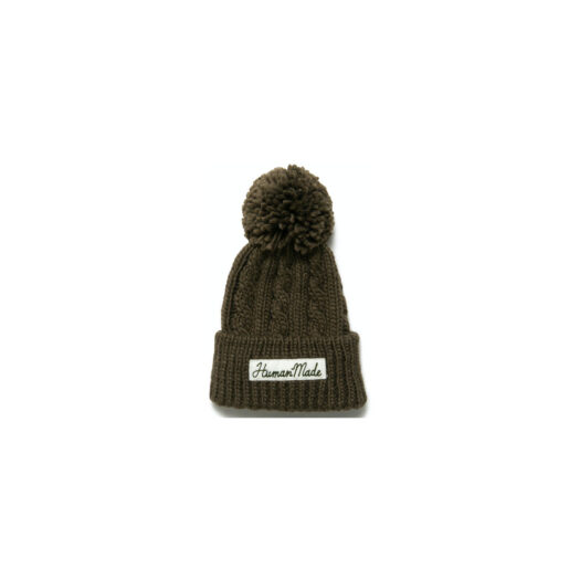 Human Made Cable Pop Beanie Olive Drab