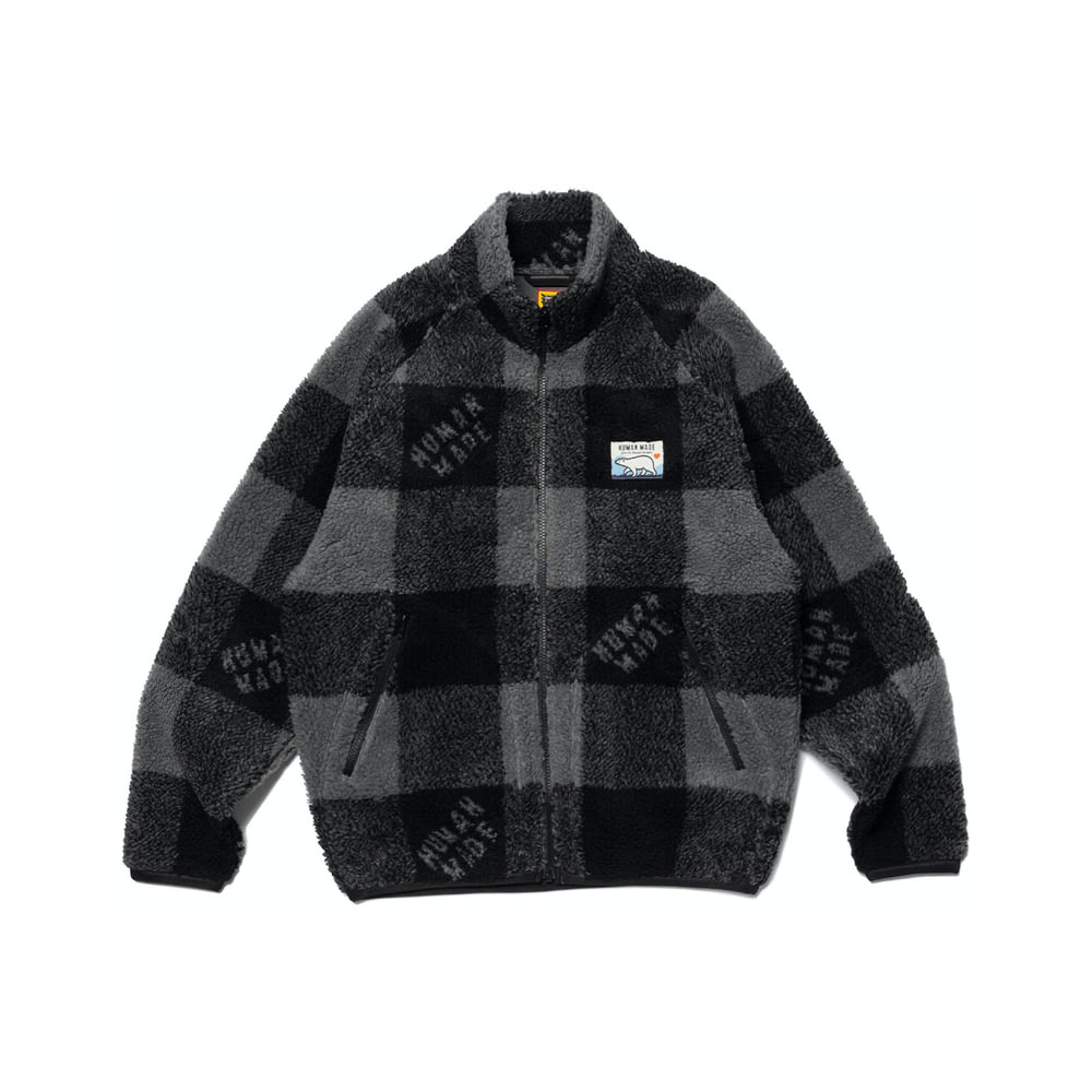 Human Made Check Boa Fleece Jacket Black