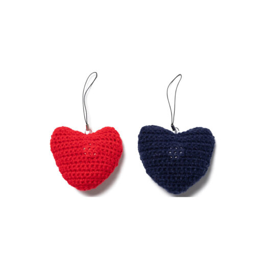 Human Made Crocheted Heart Keychain Red Navy