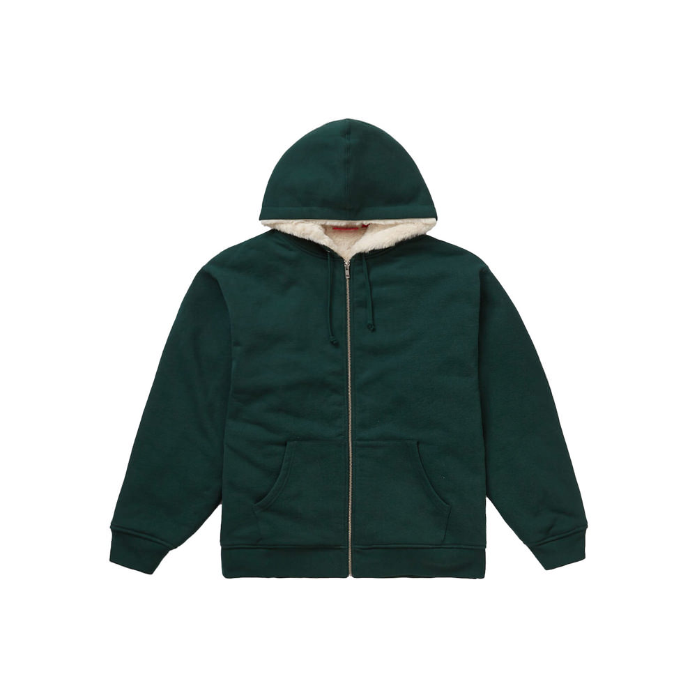 Supreme Faux Fur Lined Zip Up Hooded Sweatshirt Dark GreenSupreme