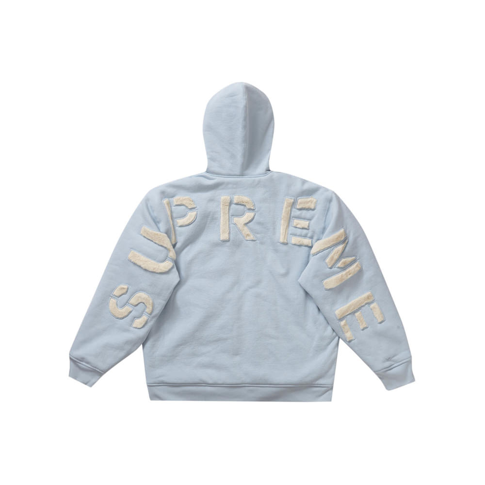 Supreme Faux Fur Lined Zip Up Hooded Sweatshirt Light BlueSupreme Faux Fur  Lined Zip Up Hooded Sweatshirt Light Blue OFour
