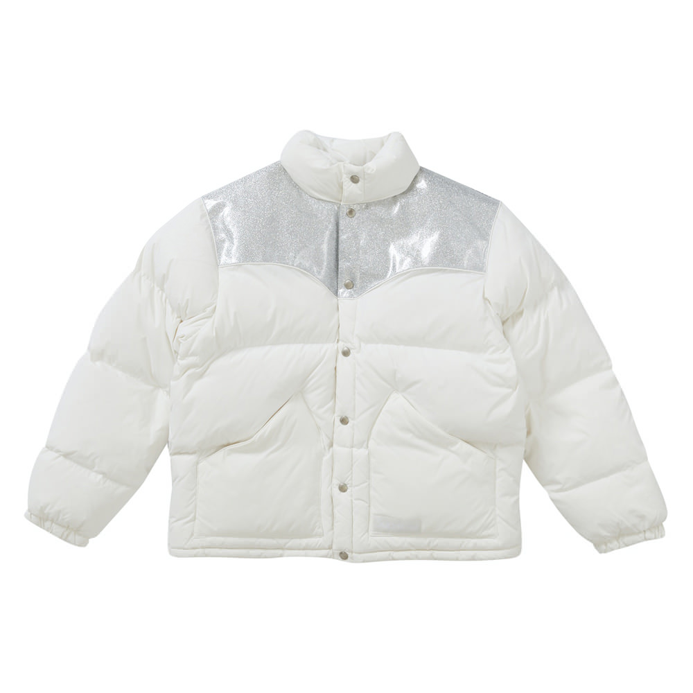 Supreme Glitter Yoke Down Puffer Jacket White