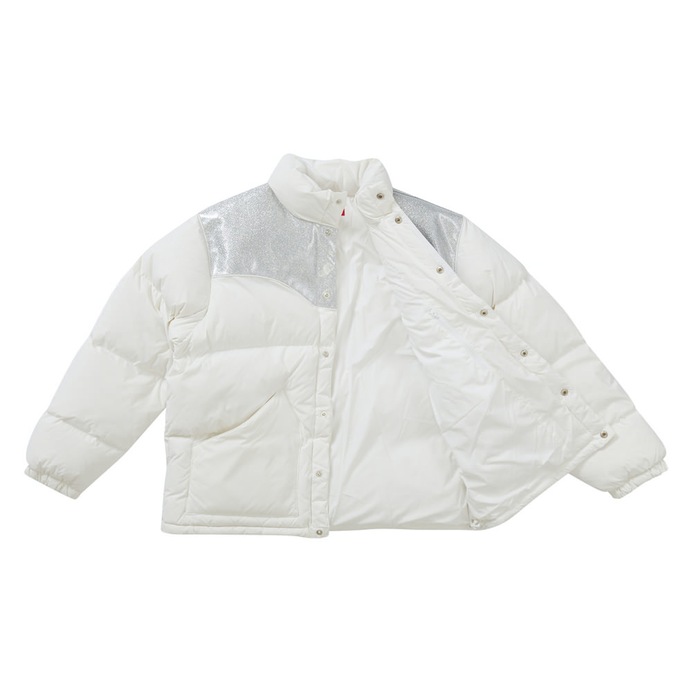 Supreme Glitter Yoke Down Puffer Jacket WhiteSupreme Glitter Yoke