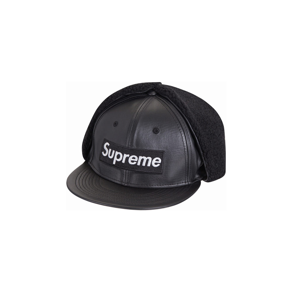 新品Leather Earflap Box Logo New Era Black - 帽子