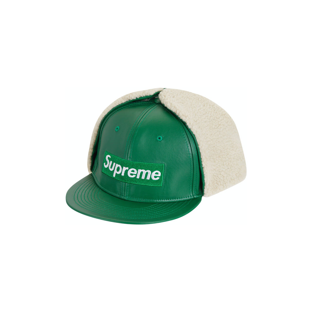 Supreme Leather Earflap Box Logo New Era GreenSupreme Leather