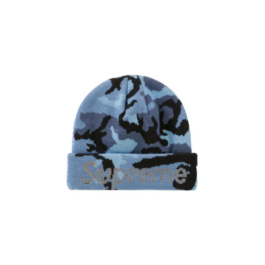 Supreme New Era Split Beanie Blue