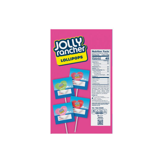 JOLLY RANCHER, Assorted Fruit Flavored Heart Lollipops, Valentine’s Day, 9.2 oz, Valentine Exchange Box (20 Pieces)
