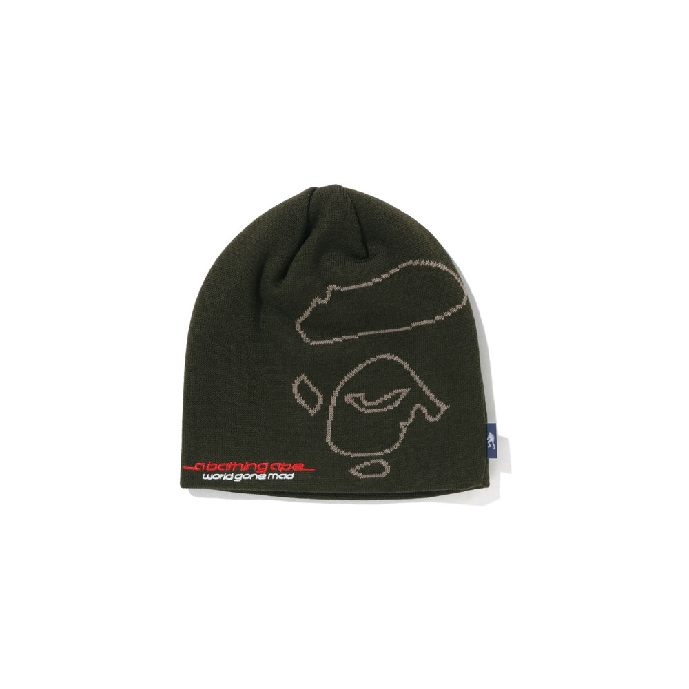 BAPE Ape Face Knit Cap (SS23) Olive DrabBAPE Ape Face Knit Cap