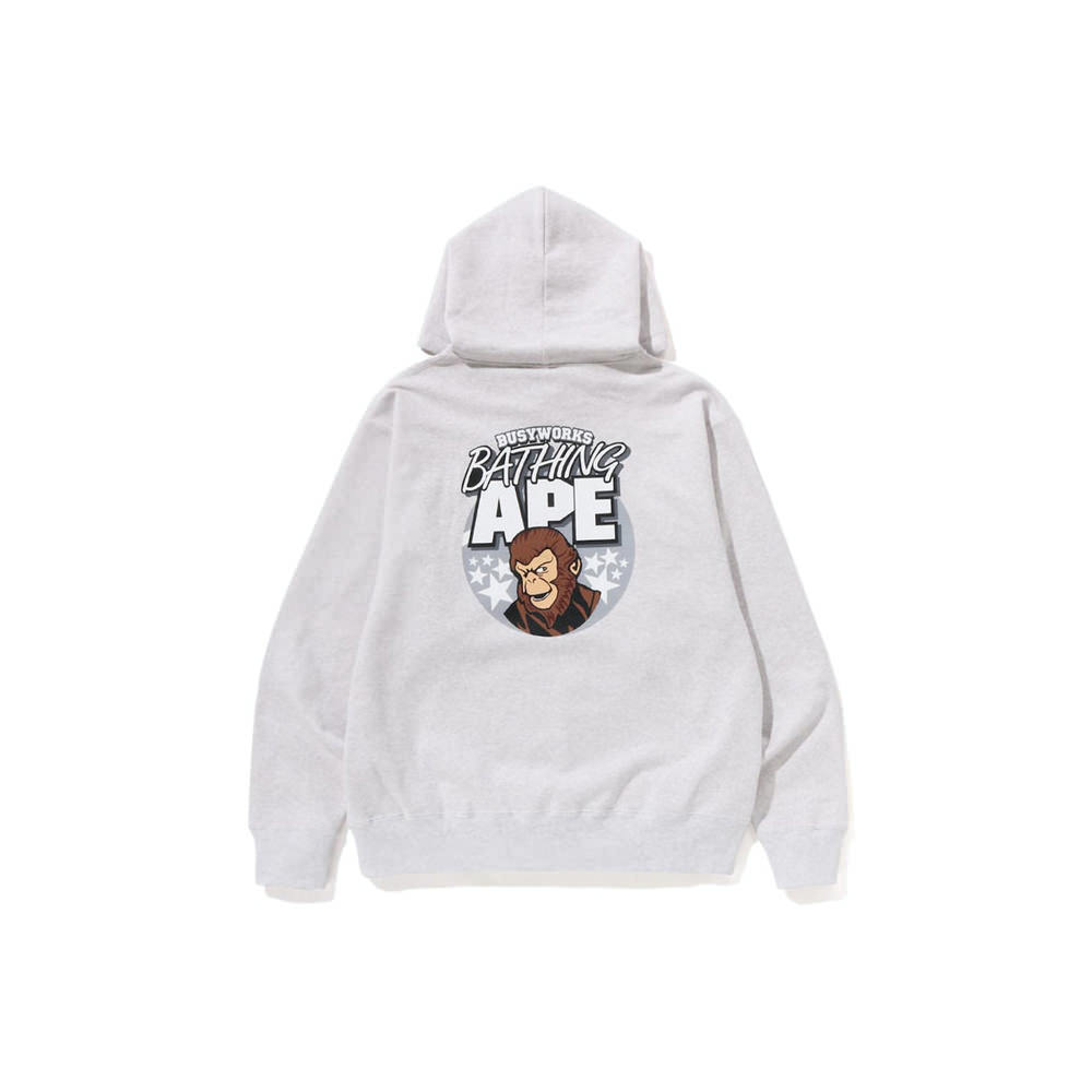 BAPE Ape Graphic Relaxed Fit Pullover Hoodie GreyBAPE Ape Graphic ...