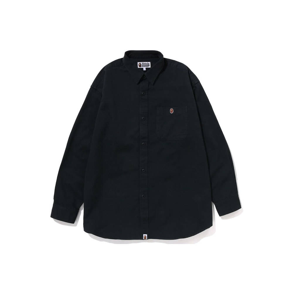 BAPE Ape Head One Point Washed Loose Fit Shirt Black
