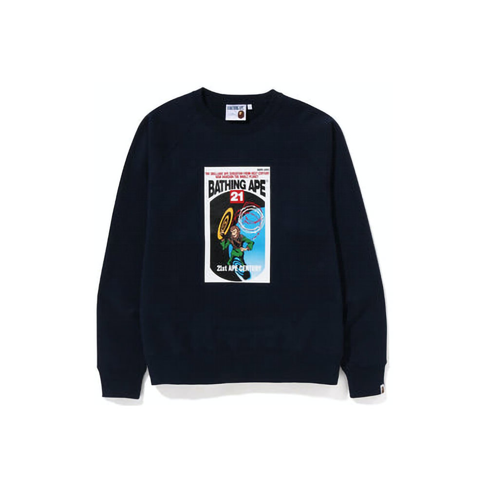 BAPE Bathing Ape Graphic Relaxed Fit Crewneck Navy