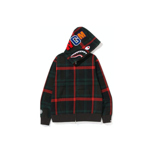 BAPE Check Shark Full Zip Hoodie (SS23) Green