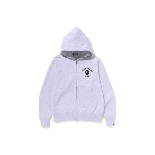 BAPE College Relaxed Fit Full Zip Hoodie (SS23) Light Grey