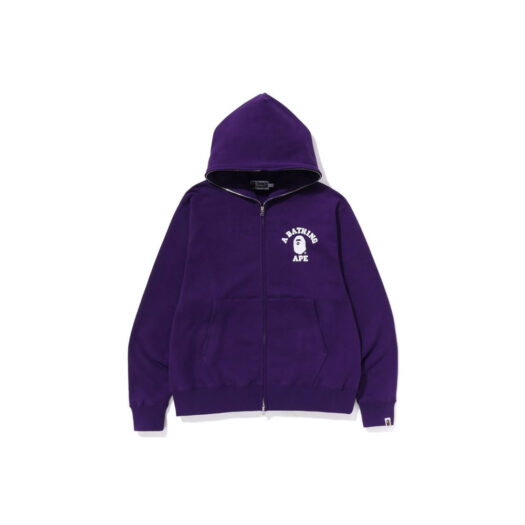 BAPE College Relaxed Fit Full Zip Hoodie (SS23) Purple