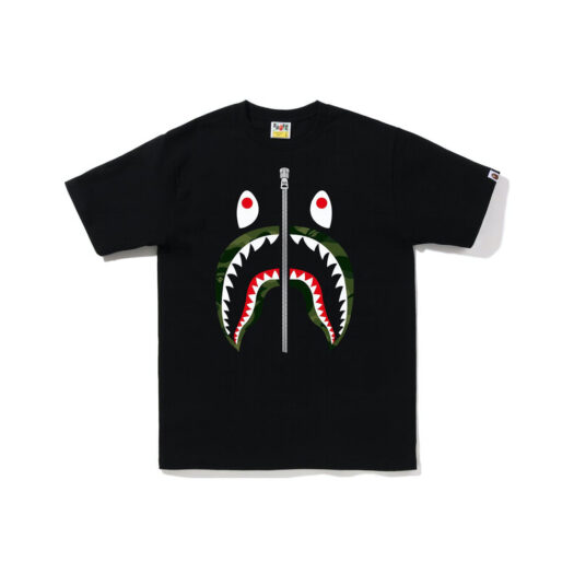 BAPE Color Camo Silver Zip Shark Tee (SS23) Black Green