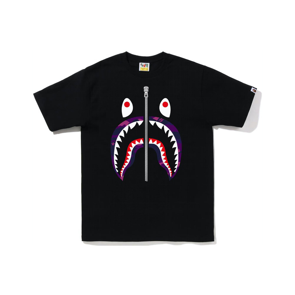 BAPE Color Camo Silver Zip Shark Tee (SS23) Black Purple