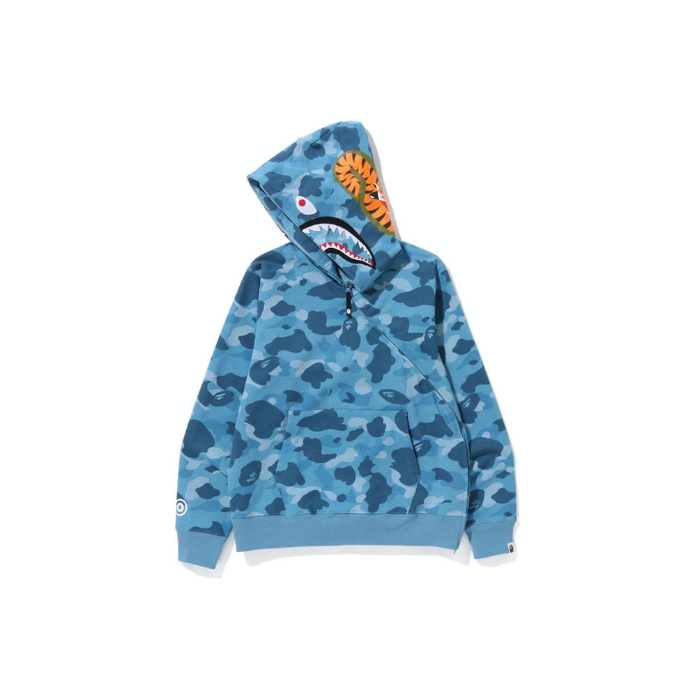 BAPE Shark full zip hoodie jacquard camo blue A Bathing Ape Size L