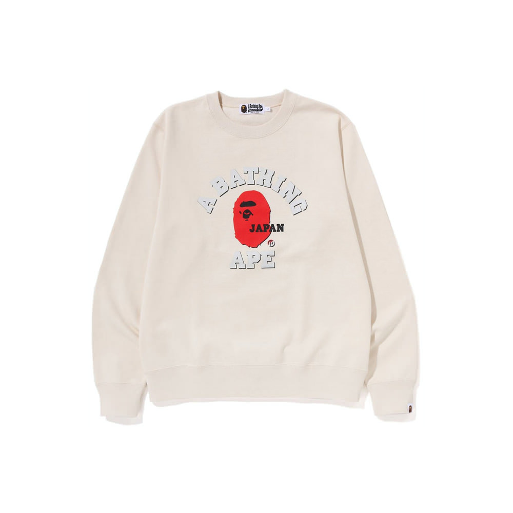 BAPE Japan College Crewneck IvoryBAPE Japan College Crewneck Ivory - OFour