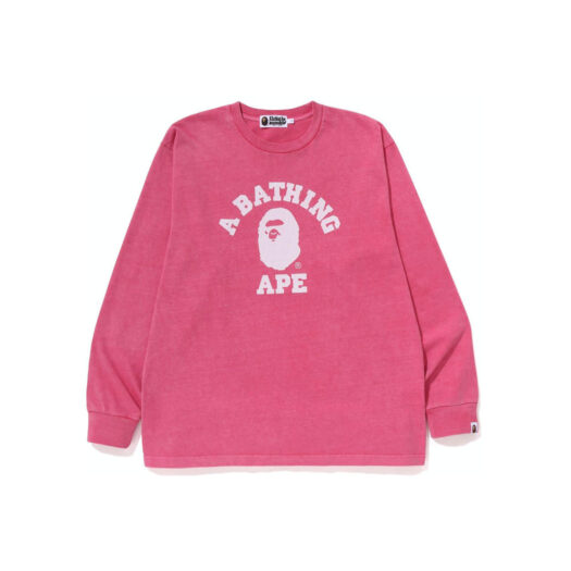 BAPE Overdye College Relaxed Fit L/S Tee Pink