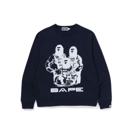 BAPE Relaxed Fit Space System Crewneck Navy