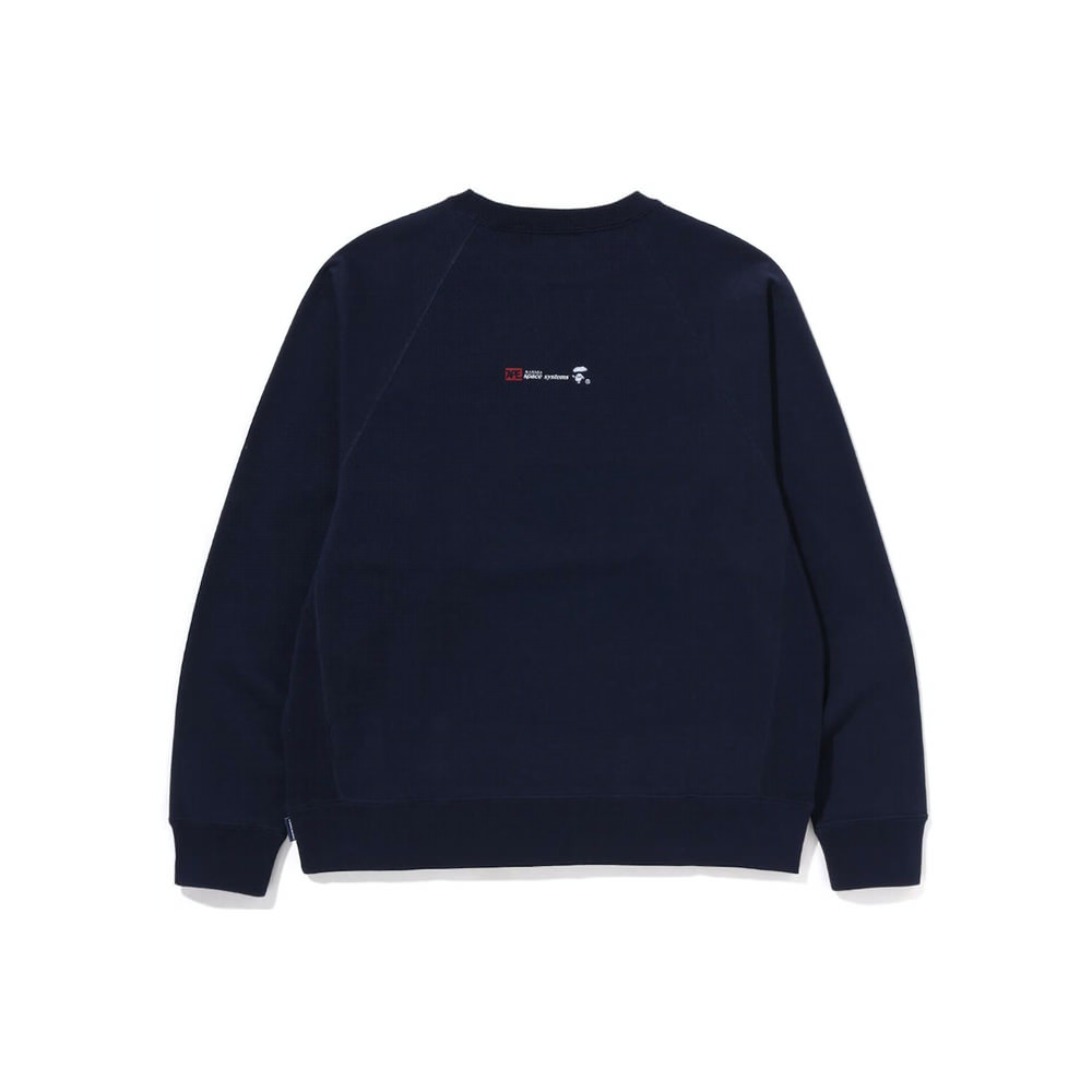 BAPE Relaxed Fit Space System Crewneck NavyBAPE Relaxed Fit Space ...