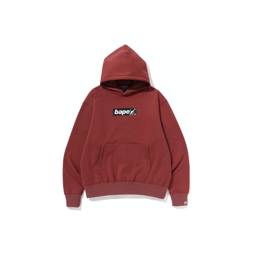 BAPE Smooth Logo Relaxed Fit Hoodie Burgundy