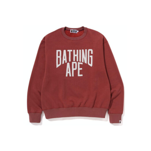BAPE Smooth NYC Logo Relaxed Fit Crewneck Burgundy