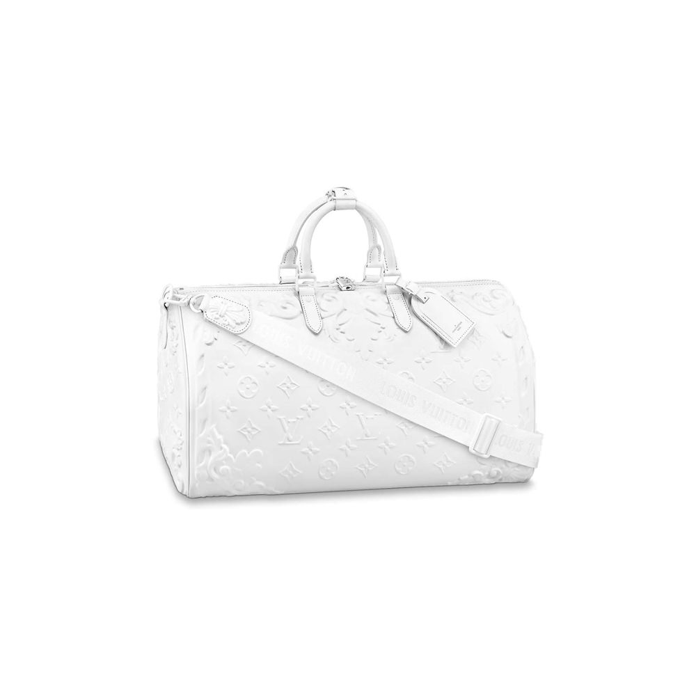 Louis Vuitton Keepall Bandouliere 50 Black/White in Coated Canvas with  Silver-tone - US