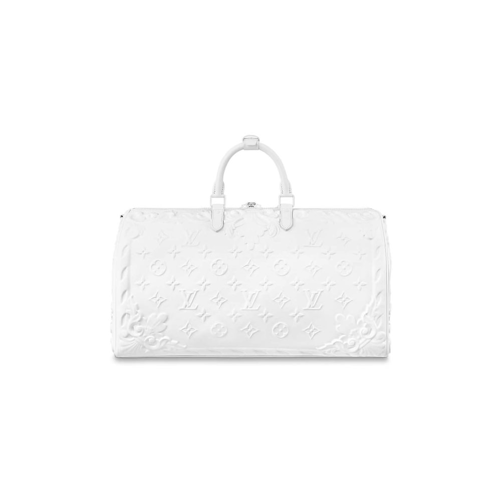 Louis Vuitton Keepall Bandouliere 50 Optic White in Calfskin