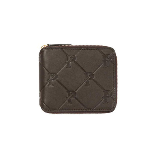 Palace PAL-M-Gram Leather Zip Wallet Brown