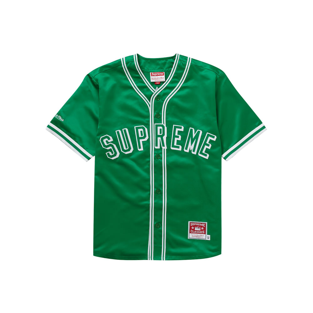 Supreme Mitchell & Ness Satin Baseball Jersey GreenSupreme
