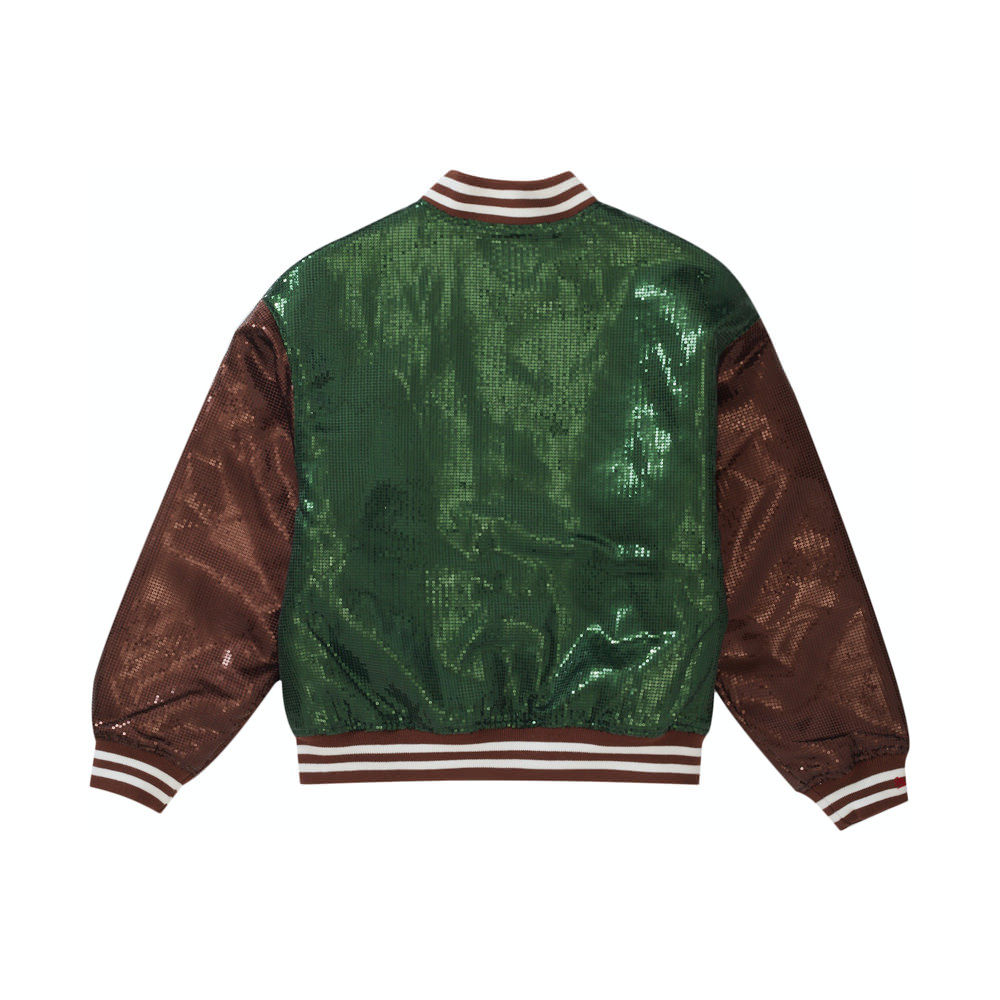 Supreme Mitchell & Ness Sequin Varsity Jacket GreenSupreme Mitchell