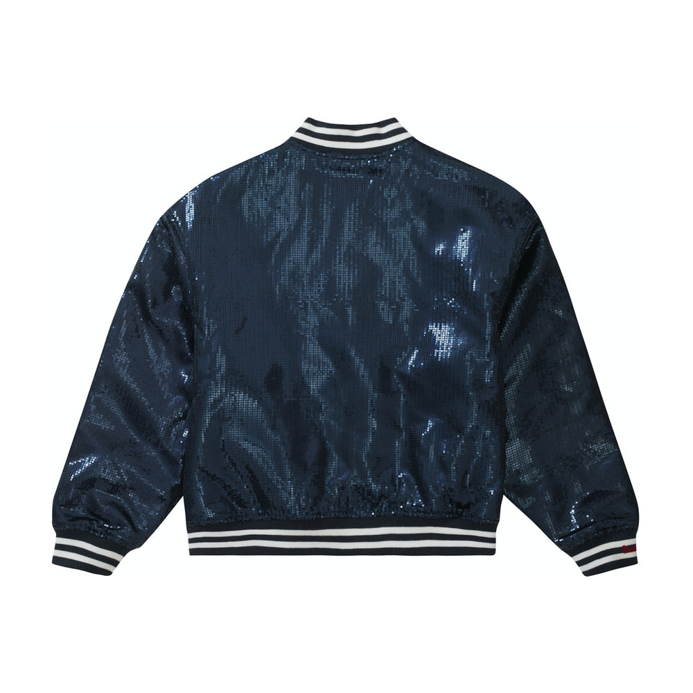 Supreme Mitchell & Ness Sequin Varsity Jacket NavySupreme Mitchell