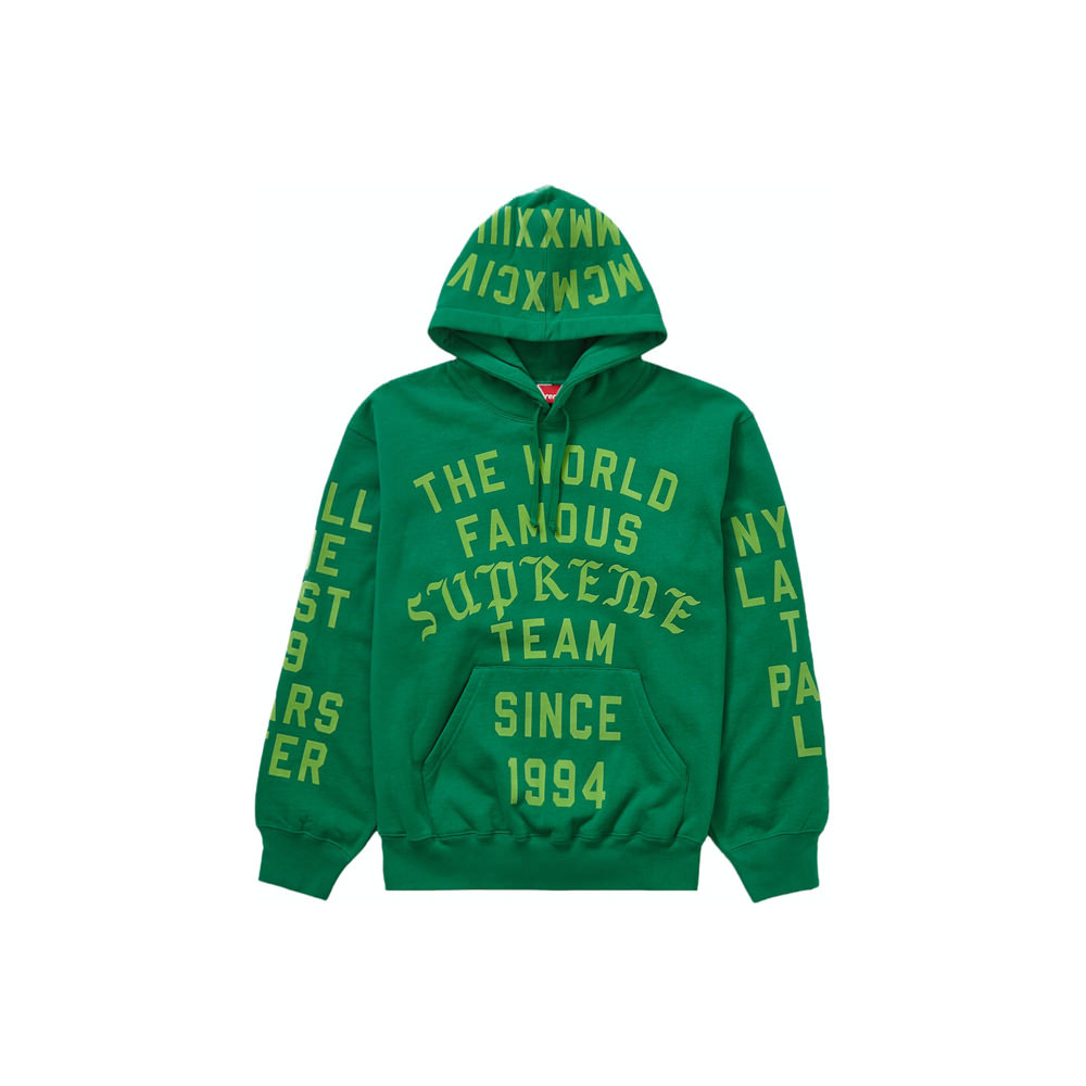 Supreme Team Flocked Hooded Sweatshirt Green