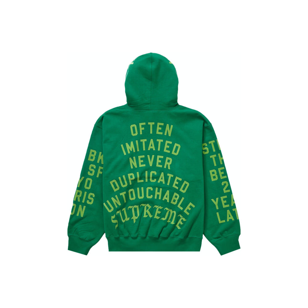 Supreme Team Flocked Hooded Sweatshirt GreenSupreme Team Flocked Hooded Sweatshirt Green OFour