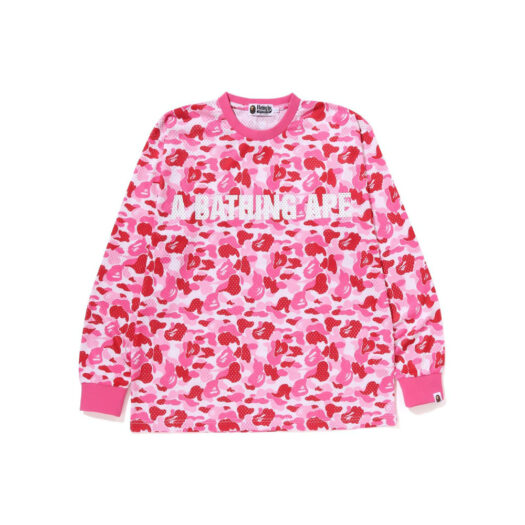 BAPE ABC Camo Mesh Relaxed Fit L/S Tee Pink