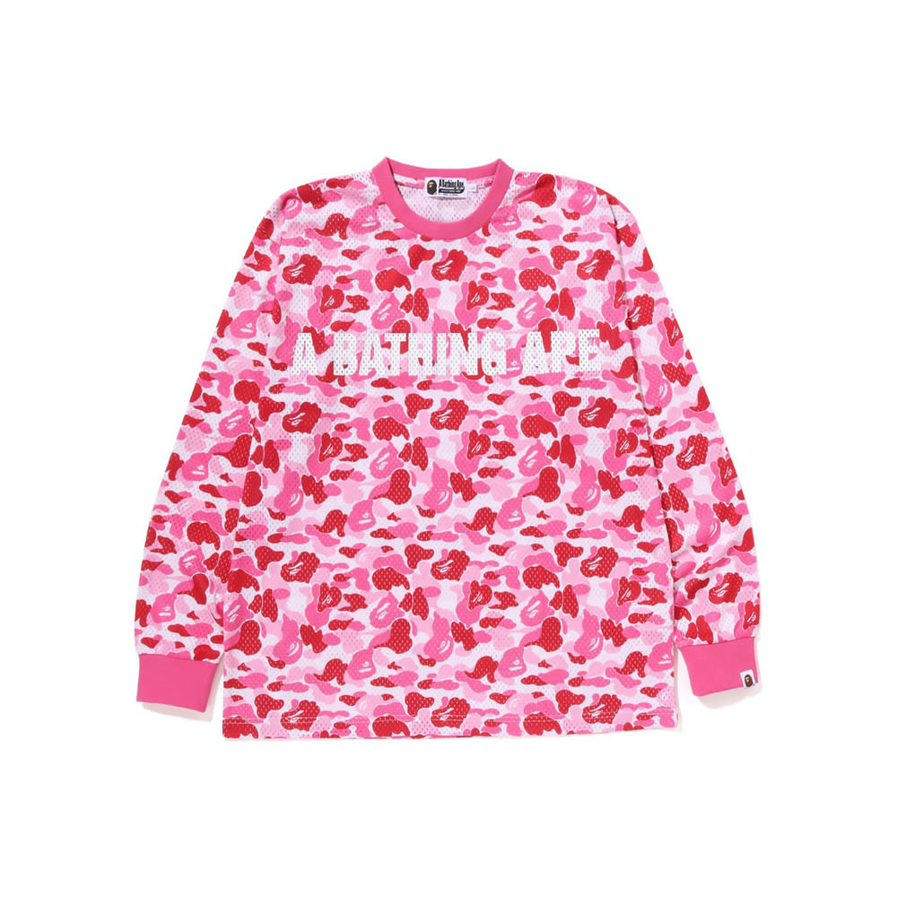 BAPE ABC Camo Mesh Relaxed Fit L/S Tee Pink