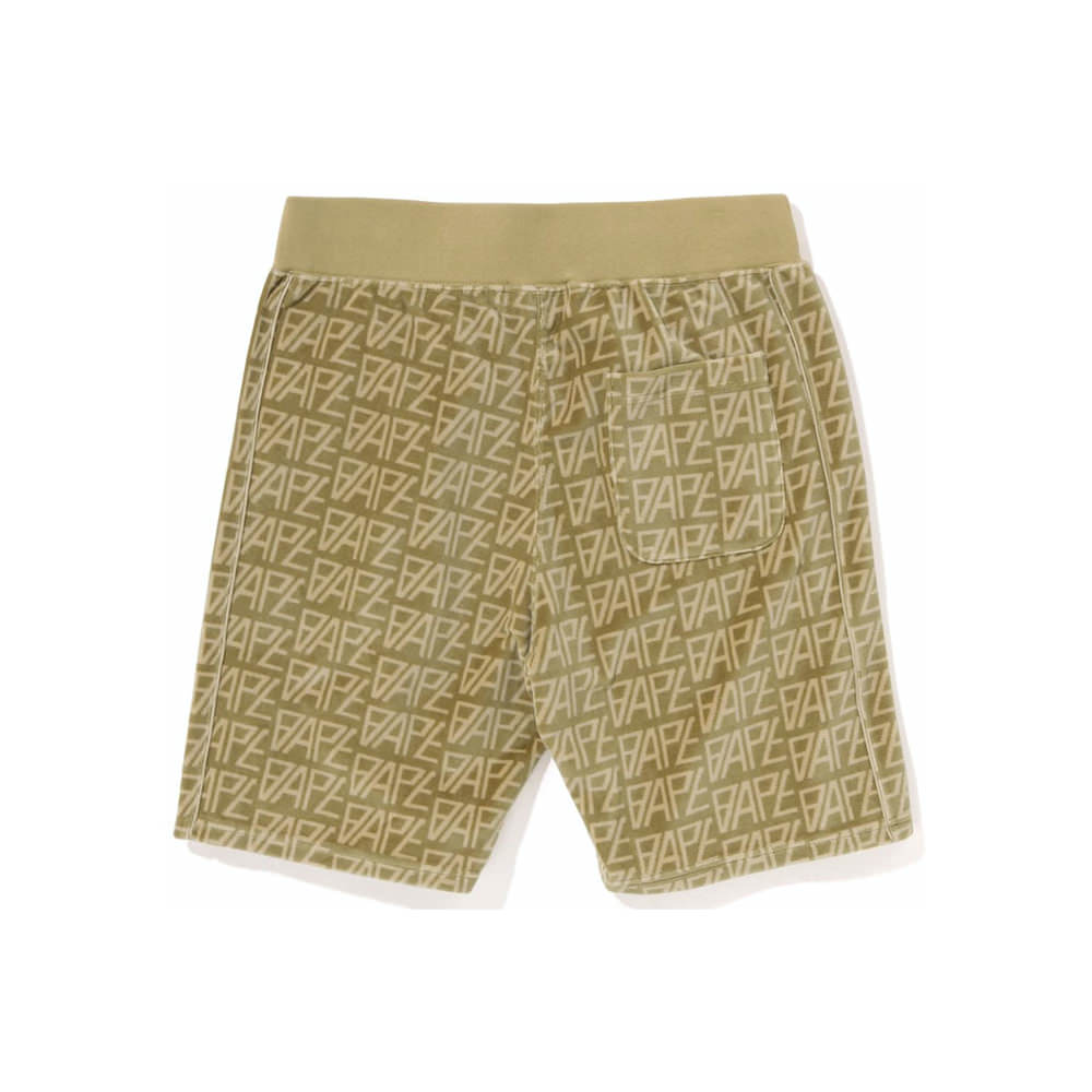 BAPE Logo Monogram Velour Shorts BeigeBAPE Logo Monogram Velour