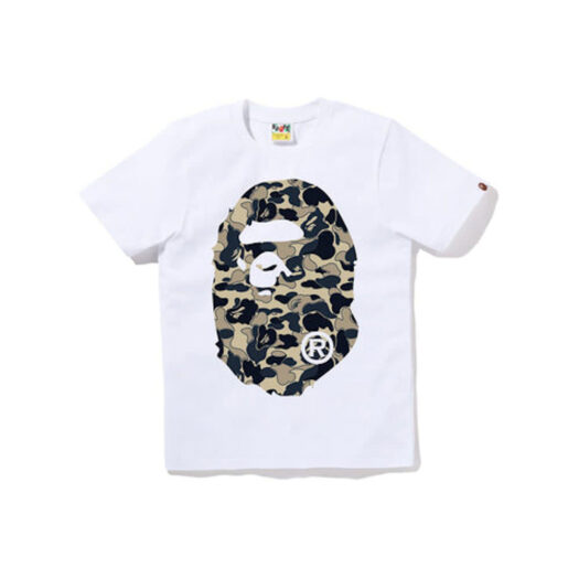 BAPE Womens Cookie Camo 2 Big Ape Head Tee White Beige