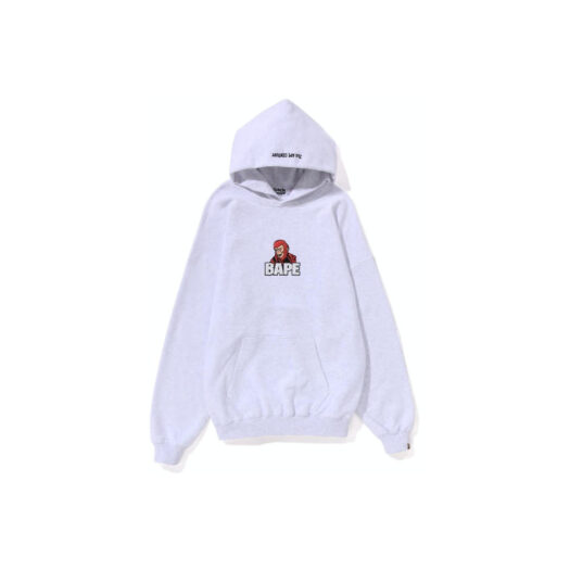 BAPE Womens Graphic Oversized Pullover Hoodie Grey