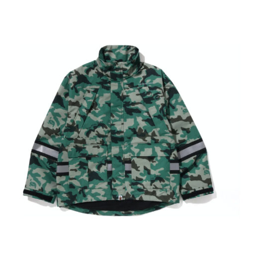 BAPE Woodland Camo Relaxed Fit Safety Jacket Olive Drab