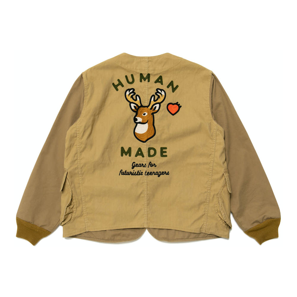 Human Made Collarless Hunting Jacket BeigeHuman Made Collarless